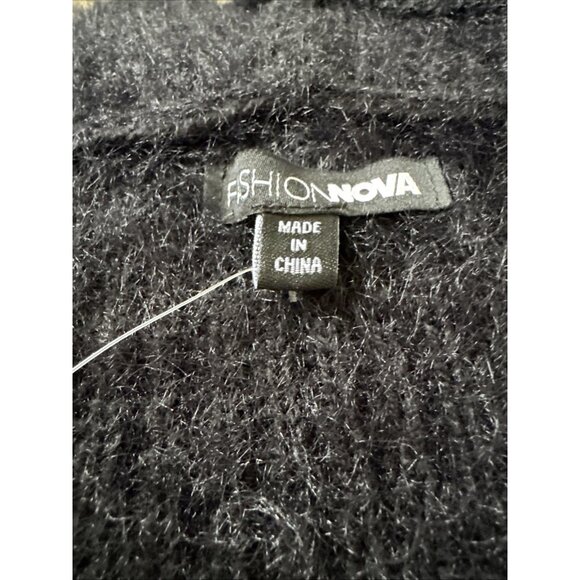 NWT Fashion Nova Black Hooded Wrap Cardigan Sweater W/Buckle Closure XL - Picture 5 of 9